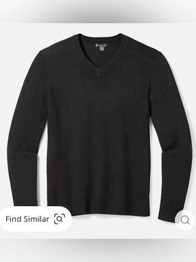 Smartwool Sparwood Men’s Merino Wool Blend V-Neck Sweater Dark Gray L SW016432